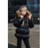 Детская Зимняя Куртка Люкс расцветка Черный